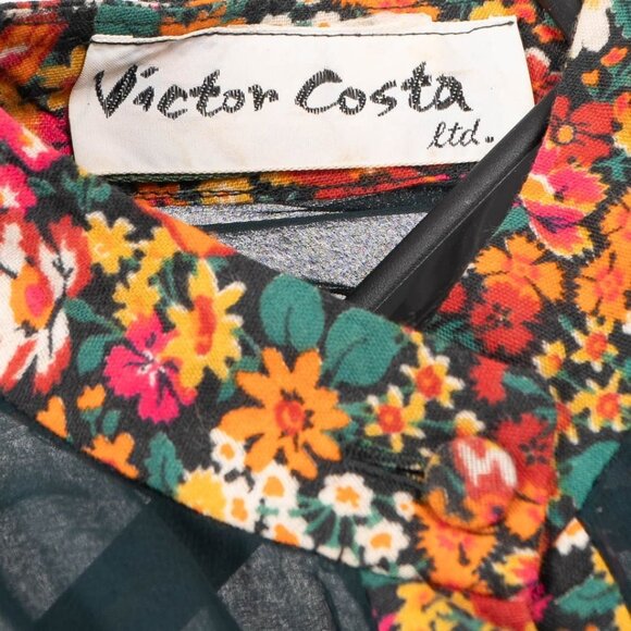 VTG Sheer Tunic Blouse 6 Floral Embroidered 70s Sash Tie Fairy Whimsy Lagenlook - Picture 8 of 10